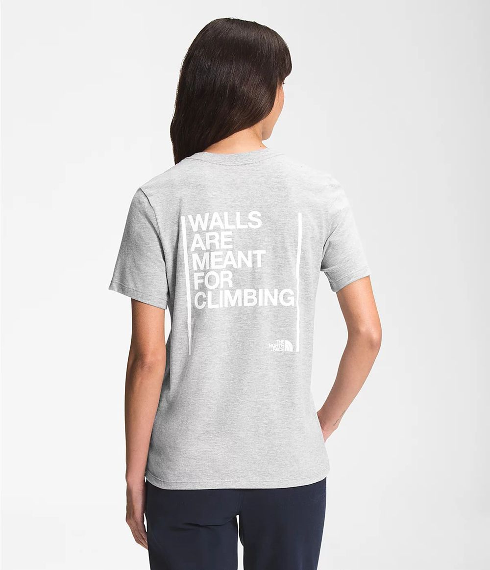 The North Face Kurzer Ärmel Walls T-Shirts Damen - HellGrau CH-361RNTL